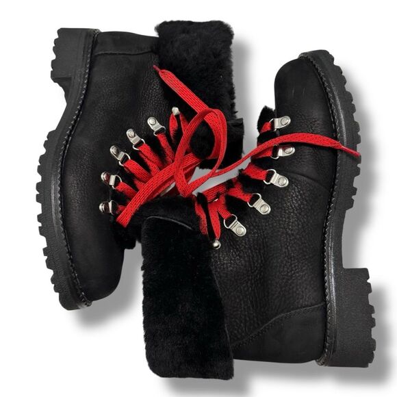 J.Crew Women’s Nordic Snow Hiker Boots Black Shearling Size 8M - Picture 6 of 11